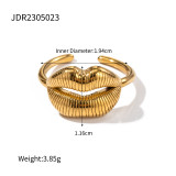 El labio del estilo de IG alinea los anillos abiertos plateados oro 18K del revestimiento de acero inoxidable