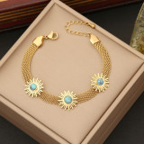 Commute Sun Chapado en acero inoxidable con incrustaciones de turquesa Pulseras Pendientes Collar