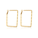 Pendientes De Aro Chapados En Oro Y Cobre Cuadrados De Moda, 1 Par