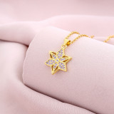 Collar colgante de Zircon plateado oro 18K del cobre 18K de la estrella del estilo simple a granel