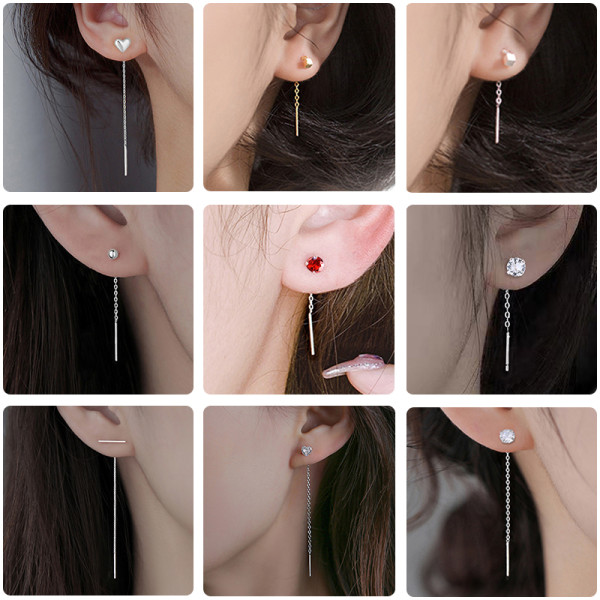 Estilo Simple Geométrico Chapado en Cobre Circón Línea de Oreja 1 Par