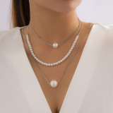 Collar de cobre con perlas de imitación de moda Collares de cobre sin engarzar diarios