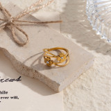 Anillos chapados en oro de los diamantes artificiales del acero inoxidable 18K de la flor de la forma del corazón del estilo clásico básico a granel