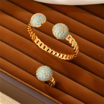 Pulseras de anillos chapados en oro con incrustaciones de cobre redondo geométrico Glam elegante informal