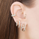 Pendientes superventas con clip de oreja de circonio con diamantes de imitación completos INS