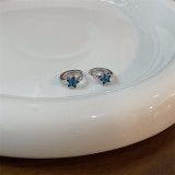 1 par de pendientes de diamantes de imitación de cobre con incrustaciones de esmalte en forma de corazón de oso estrella de viaje de estilo Simple