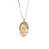 Collar con colgante de diamantes de imitación de cobre y aleación en forma de corazón de la Virgen María de estilo étnico retro a granel