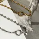 Collar de cadena de acero de titanio de color sólido geométrico de estilo vintage