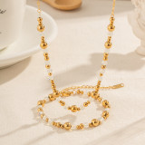Collar de pulseras chapado en oro de 18 quilates con revestimiento de piedra lunar redondo informal de acero inoxidable estilo IG