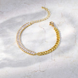 Pulseras de cobre cuadradas de moda Pulseras de cobre con circón chapado en oro 1 pieza