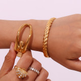 Brazalete chapado en oro de 18 quilates con revestimiento de acero inoxidable de color sólido de estilo simple y clásico