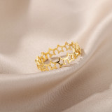 Anillos chapados en oro de 18 quilates con revestimiento de acero inoxidable y estrella de estilo simple