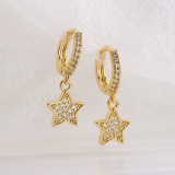 Pendientes de circonita chapados en oro y cobre con estrella de moda, 1 par