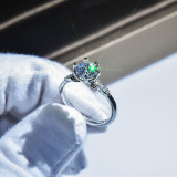 Anillos de diamantes artificiales con incrustaciones de cobre redondos de moda 1 pieza