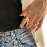 Anillo abierto dorado de nueva moda coreana, anillo de cobre cruzado multicapa para mujer