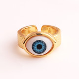 Anillo abierto de cobre con ojo de diablo Retro, anillos de cobre de resina chapados