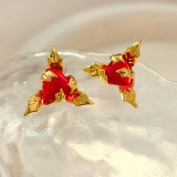 1 par de pendientes de cristal con incrustaciones de cobre triangulares de playa