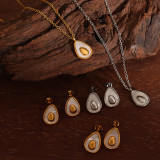 Conjunto de joyas con collar y pendientes de acero de titanio con forma de huevo de aguacate a la moda