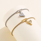 Pulsera de acero inoxidable con forma de corazón simple con personalidad