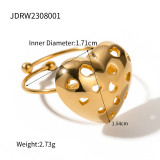 Pendientes de anillos chapados en oro de 18K con forma de corazón redondo informal estilo IG chapado en acero inoxidable