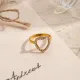 Anillos de diamantes de imitación chapados en oro de 18K de acero inoxidable con forma de corazón de ondas geométricas de viaje de estilo simple a granel