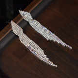 1 par de pendientes colgantes de diamantes de imitación de cobre con incrustaciones geométricas de estilo moderno y elegante
