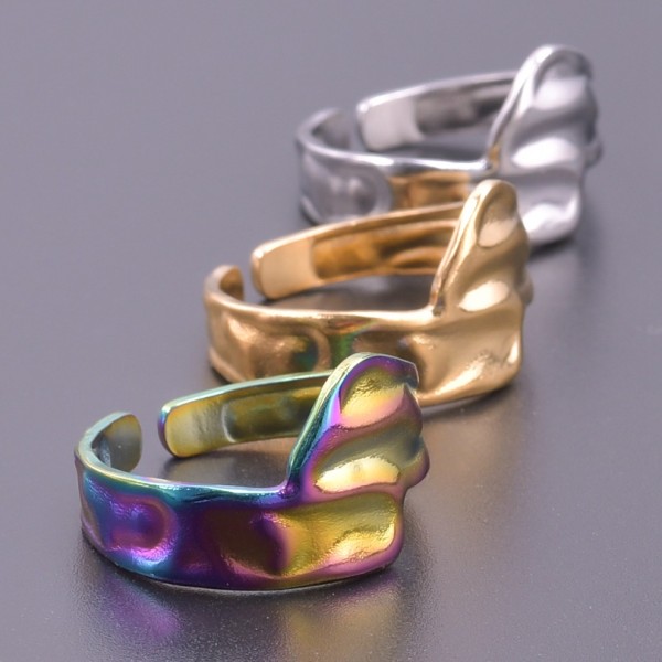 Anillos abiertos de pulido de acero de titanio geométricos de Streetwear