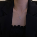 Collar con colgante de diamantes de imitación de perlas artificiales con incrustaciones de cobre geométrico de estilo simple