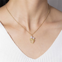 Estilo simple casual Estilo clásico Forma de corazón Cobre Chapado en oro Perlas artificiales Collar con colgante de diamante artificial a granel