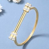 Brazalete chapado en oro de 18 quilates con incrustaciones de diamantes de imitación de acero de titanio de Color sólido de estilo Simple lujoso elegante