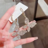 Pendientes colgantes de circonita con incrustaciones de cobre y perlas artificiales, nudo de lazo de mariposa y flor a la moda, 1 par