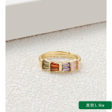 Anillos de cobre de circón con incrustaciones de anillo abierto de cobre de color sólido de moda