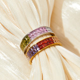 Anillos de circón con incrustaciones de acero inoxidable redondos retro