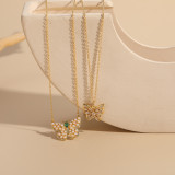 Collar con colgante chapado en oro de 14 quilates con incrustaciones de cobre y perlas de agua dulce estilo INS