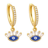 Moda Evil Eyes Shaped Mujer Incrustación Zircon Goteo Eardrop Cobre