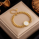 Pulseras Basic Portrait Redondas De Acero Titanio Chapado En Oro 1 Pieza