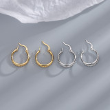 1 par de pendientes chapados en plata chapados en oro y cobre con doble anillo de estilo Simple