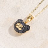 Collar con colgante de circón chapado en oro de 14 quilates con cobre y oso de estilo clásico a granel