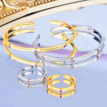 1 pieza pulseras de anillos de mujer de circón chapado en cobre geométrico Retro