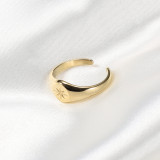 Anillos abiertos chapados en oro de 14 quilates con revestimiento pulido de acero inoxidable con hexagrama de boda elegante