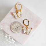 Elegante collar de pendientes chapado en oro de 18 quilates con incrustaciones de piedras preciosas artificiales y mariposa de viaje dulce