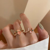 Anillos de circón con incrustaciones de cobre en forma de corazón de estilo simple