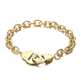 Collar de pulseras chapado en oro de 18 quilates con cadena de acero inoxidable de color sólido retro