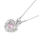 Collar con colgante de circonita con diamantes de imitación y incrustaciones de cobre en forma de corazón brillante, 1 pieza