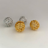 Pendientes chapados en cobre con bola de moda, 1 par