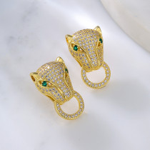 Pendientes De Cobre De Leopardo De Moda Pendientes De Cobre De Circón Chapados En Oro