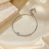 Pulseras chapadas en oro blanco chapadas en oro de 14 quilates con incrustaciones de cobre y trébol de cuatro hojas brillantes de estilo simple