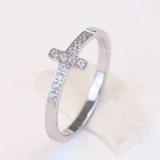 Anillos de diamantes de imitación con incrustaciones de acero y titanio con cruz de estilo simple 1 pieza