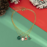 Moda árbol de Navidad calcetines de Navidad muñeco de nieve aleación hierro cobre esmalte perla incrustaciones collar de diamantes de imitación