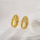 Pendientes de tuerca de cobre geométricos virgen con microincrustaciones de circonita en oro real chapados a la moda